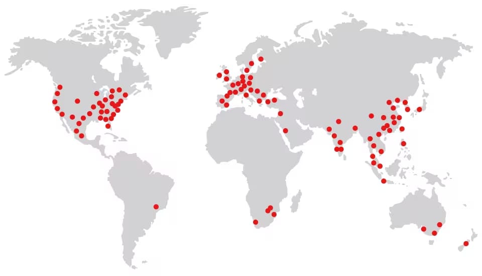KEYENCE GLOBAL NETWORK:210 offices in 46 countries