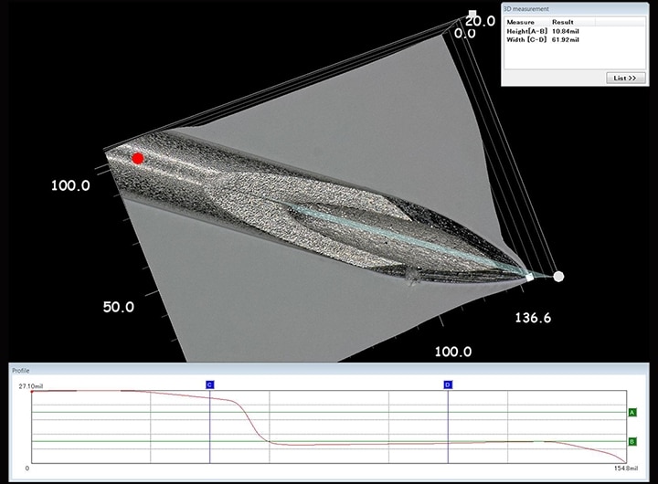 Mesures de forme 3D et de profil de la pointe d’une aiguille